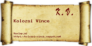 Kolozsi Vince névjegykártya